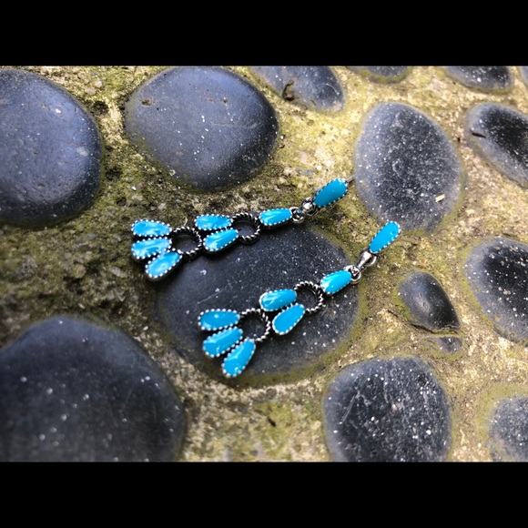 Native American Turquoise Dangle Earrings - Picture 4 of 14